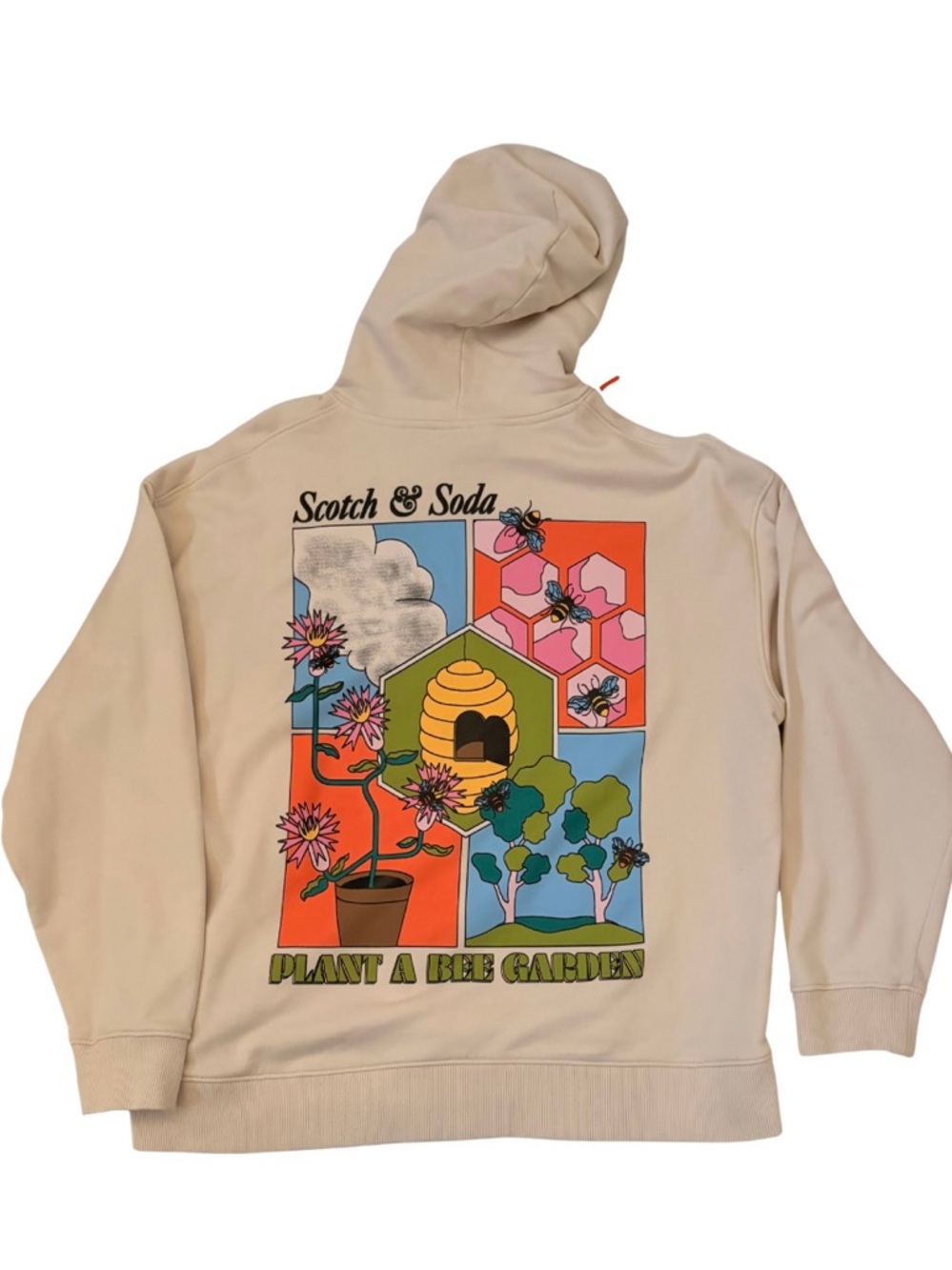 Scotch & Soda Beige Hoodie with Bee Hive Patch